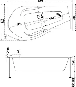 Ванна акриловая Bas Капри 170x80 L В00015 Ванна акриловая Bas Капри 170x80 L В00015, 5