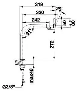 Смеситель для кухни Blanco Vonda нержавеющая сталь/чёрный 518435 Смеситель для кухни Blanco Vonda нержавеющая сталь/чёрный 518435, 2