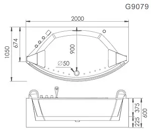 Ванна акриловая Gemy 200x105 G9079 Ванна акриловая Gemy 200x105 G9079, 2