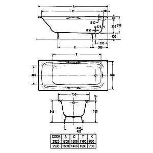 Ванна чугунная Jacob Delafon Diapason 170x75 E2926-00 Ванна чугунная Jacob Delafon Diapason 170x75 E2926-00, 2