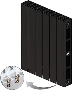 Радиатор биметаллический 6 секций нижнее правое подключение Rifar Supremo Ventil 500 черный RSVRP50006 ant Радиатор биметаллический 6 секций нижнее правое подключение Rifar Supremo Ventil 500 черный RSVRP50006 ant, 1