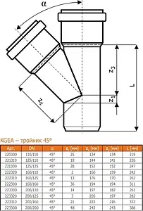 Тройник наружный D=110x110мм Угол 45° Ostendorf KGEA 220300 Тройник наружный D=110x110мм Угол 45° Ostendorf KGEA 220300, 2
