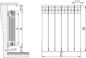 Радиатор биметаллический 14 секции Rifar Monolit 500 серый RM50014 tit Радиатор биметаллический 14 секции Rifar Monolit 500 серый RM50014 tit, 3
