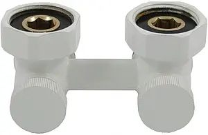 Узел нижнего подключения радиатора угловой ¾"ек x ¾"нг Schlosser Standard белый 600700023 Узел нижнего подключения радиатора угловой ¾"ек x ¾"нг Schlosser Standard белый 600700023, 1