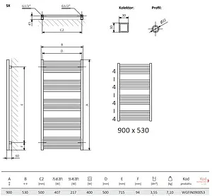 Полотенцесушитель электрический лесенка Terma Fiona 900x530 черный матовый WLFIN090053 K9M5E1Е8 Полотенцесушитель электрический лесенка Terma Fiona 900x530 черный матовый WLFIN090053 K9M5E1Е8, 2