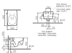 Унитаз подвесной безободковый с функцией биде и встроенным смесителем VitrA Metropole Rim-Ex белый 7672B003-1684 Унитаз подвесной безободковый с функцией биде и встроенным смесителем VitrA Metropole Rim-Ex белый 7672B003-1684, 2