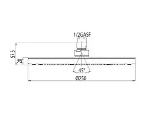 Лейка верхнего душа с настенным креплением Bossini Elios хром H19412G.030 Лейка верхнего душа с настенным креплением Bossini Elios хром H19412G.030, 2