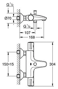 Термостат для ванны Grohe Grohtherm 800 хром 34567000 Термостат для ванны Grohe Grohtherm 800 хром 34567000, 2