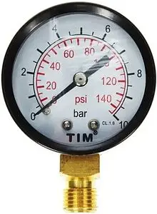 Манометр радиальный TIM 50мм 10 бар ¼" Y-50-10 Манометр радиальный TIM 50мм 10 бар ¼" Y-50-10, 1