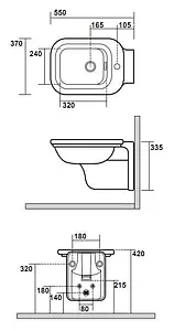 Биде подвесное Kerasan Waldorf белый 4125K1bi/cr*1 Биде подвесное Kerasan Waldorf белый 4125K1bi/cr*1, 2