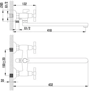 Смеситель для ванны с длинным изливом Lemark Neo хром LM2212C Смеситель для ванны с длинным изливом Lemark Neo хром LM2212C, 2