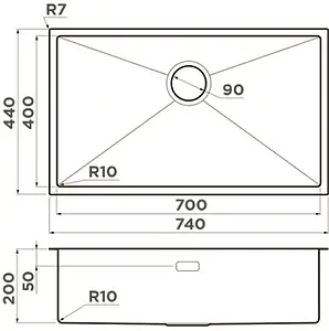 Мойка кухонная Omoikiri Taki 74-U/IF-GM вороненая сталь 4993498 Мойка кухонная Omoikiri Taki 74-U/IF-GM вороненая сталь 4993498, 2
