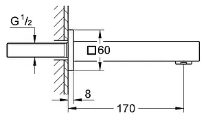 Излив для скрытого монтажа Grohe Universal Cube хром 13303000 Излив для скрытого монтажа Grohe Universal Cube хром 13303000, 2