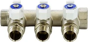 Коллектор запорный проходной 3 отвода ¾"в/н x ½"к Uni-fitt 420N3230 Коллектор запорный проходной 3 отвода ¾"в/н x ½"к Uni-fitt 420N3230, 2