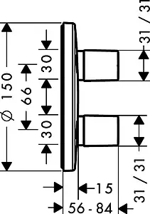 Вентиль переключающий на 3 потребителя Hansgrohe Metris iControl E хром 31958000 Вентиль переключающий на 3 потребителя Hansgrohe Metris iControl E хром 31958000, 2