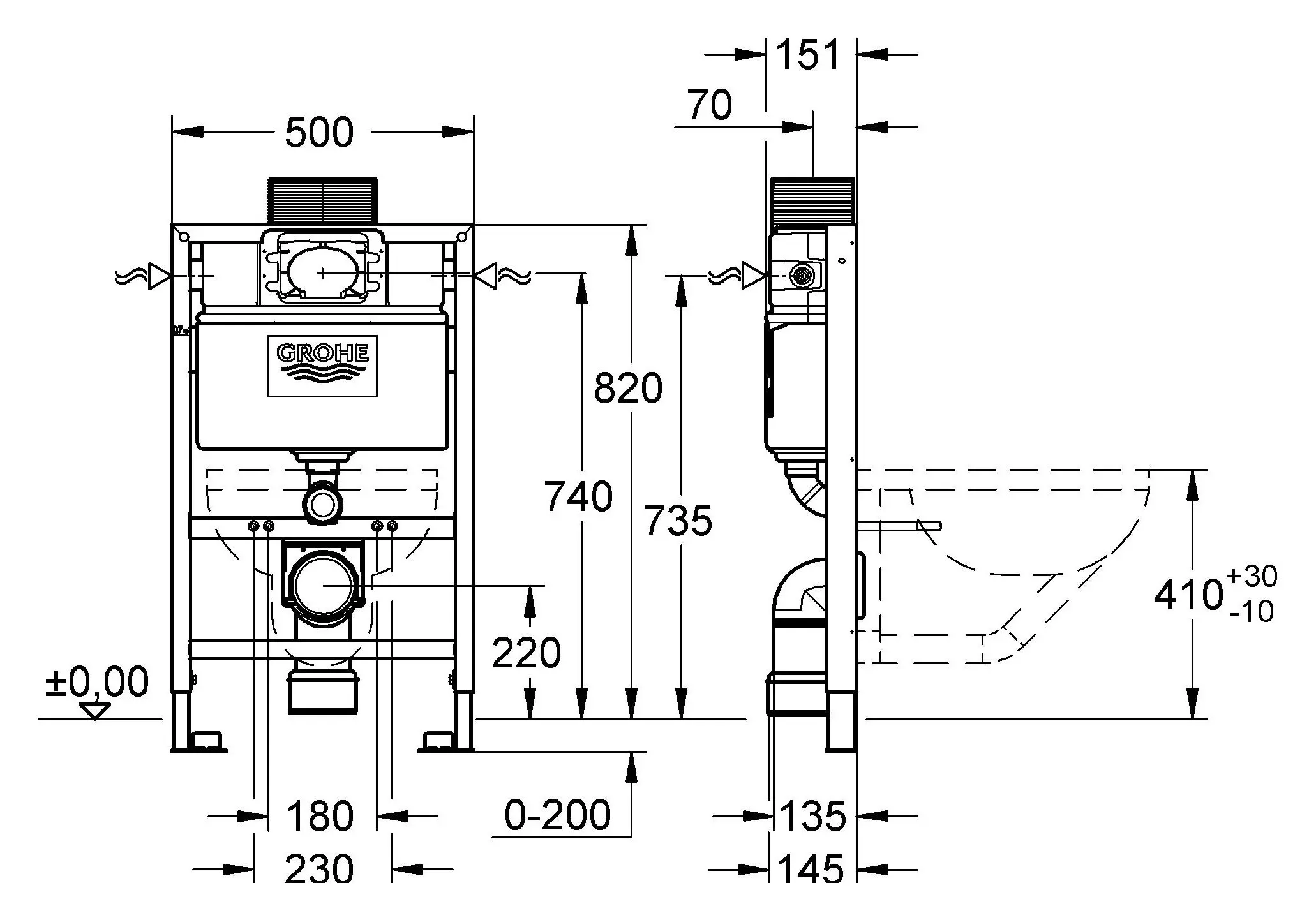 Инсталляция для подвесного унитаза Grohe Rapid SL 38526000 Инсталляция для подвесного унитаза Grohe Rapid SL 38526000, 2