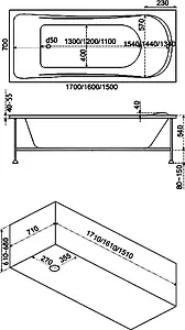 Ванна акриловая Bas Верона 150x70 В00009 Ванна акриловая Bas Верона 150x70 В00009, 4