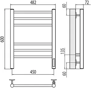 Полотенцесушитель электрический лесенка Terminus Аврора П6 450х600 электро quick touch КС 9005 черный матовый 4670078527479 Полотенцесушитель электрический лесенка Terminus Аврора П6 450х600 электро quick touch КС 9005 черный матовый 4670078527479, 2