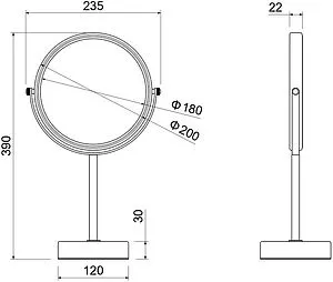 Косметическое зеркало Aquatek чёрный матовый AQ4914MB Косметическое зеркало Aquatek чёрный матовый AQ4914MB, 2