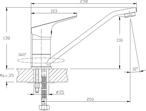 Смеситель для кухни Rossinka хром RS29-21 Смеситель для кухни Rossinka хром RS29-21, 2