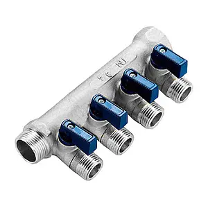 Коллектор запорный проходной 4 отвода ¾"в/н x ½"к Tiemme NINO 1820049 Коллектор запорный проходной 4 отвода ¾"в/н x ½"к Tiemme NINO 1820049, 2