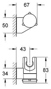 Держатель ручного душа Grohe Relexa Plus хром 28623000 Держатель ручного душа Grohe Relexa Plus хром 28623000, 2