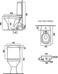 Унитаз-компакт Sanita Аттика Стандарт белый WC.CC/Attica/1-P/WHT.G/S1 Унитаз-компакт Sanita Аттика Стандарт белый WC.CC/Attica/1-P/WHT.G/S1, 3