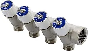 Коллектор регулирующий проходной 4 отвода ¾"в/н x ½"к Uni-fitt 400N3240 Коллектор регулирующий проходной 4 отвода ¾"в/н x ½"к Uni-fitt 400N3240, 1