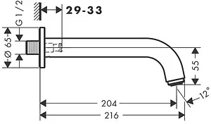 Излив для скрытого монтажа Hansgrohe Vernis Blend чёрный матовый 71420670 Излив для скрытого монтажа Hansgrohe Vernis Blend чёрный матовый 71420670, 2