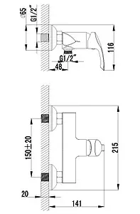 Смеситель для душа Lemark plus Strike хром LM1103C Смеситель для душа Lemark plus Strike хром LM1103C, 2