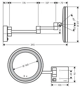 Косметическое зеркало Hansgrohe AddStoris шлифованная бронза 41790140 Косметическое зеркало Hansgrohe AddStoris шлифованная бронза 41790140, 2