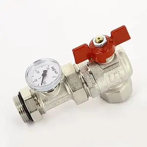 Кран шаровый с американкой угловой и термометром 1"в x 1"н Uni-fitt 138T4000 Кран шаровый с американкой угловой и термометром 1"в x 1"н Uni-fitt 138T4000, 5