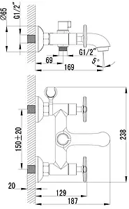 Смеситель для ванны Lemark plus Spirit хром LM1912C Смеситель для ванны Lemark plus Spirit хром LM1912C, 2