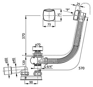 Слив-перелив для ванны Ravak хром X01507 Слив-перелив для ванны Ravak хром X01507, 3
