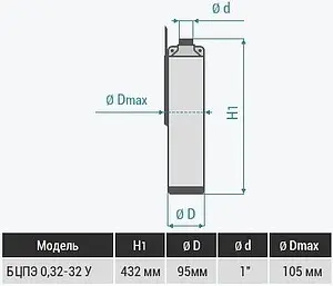 Насос скважинный центробежный 4" Водолей 50/47 БЦПЭ 0.32-32У БК Насос скважинный центробежный 4" Водолей 50/47 БЦПЭ 0.32-32У БК, 2