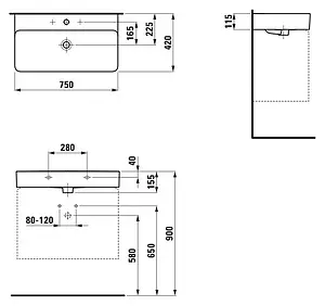 Раковина Laufen Val 75 белый 8.1028.5.000.104.1 Раковина Laufen Val 75 белый 8.1028.5.000.104.1, 2