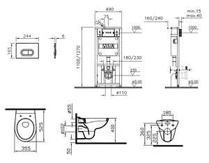 Комплект 5 в 1 VitrA Normus 9773B003-7201 с кнопкой Loop 740-0500 белый глянцевый Комплект 5 в 1 VitrA Normus 9773B003-7201 с кнопкой Loop 740-0500 белый глянцевый, 2