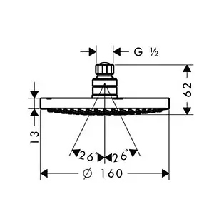 Лейка верхнего душа Hansgrohe Croma 160 1jet хром 27450000 Лейка верхнего душа Hansgrohe Croma 160 1jet хром 27450000, 2