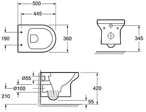 Комплект 5 в 1 Jacob Delafon Elite E21742RU-00 с кнопкой E4316-CP хром глянцевый Комплект 5 в 1 Jacob Delafon Elite E21742RU-00 с кнопкой E4316-CP хром глянцевый, 3