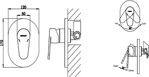 Смеситель для душа скрытого монтажа Bravat Eler хром FB848238CP-RUS Смеситель для душа скрытого монтажа Bravat Eler хром FB848238CP-RUS, 2