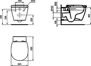 Унитаз подвесной безободковый Ideal Standard Connect Rimless белый E814901 Унитаз подвесной безободковый Ideal Standard Connect Rimless белый E814901, 2