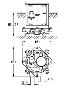 Скрытая часть напольного смесителя для ванны Grohe 45984001 Скрытая часть напольного смесителя для ванны Grohe 45984001, 2
