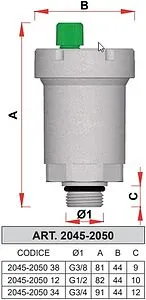 Воздухоотводчик автоматический ½"н Far Gaiser FA 2045 12 Воздухоотводчик автоматический ½"н Far Gaiser FA 2045 12, 2