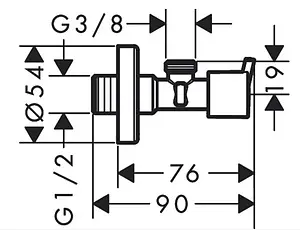Кран шаровый угловой ½"н x ⅜"н хром Hansgrohe S 13901000 Кран шаровый угловой ½"н x ⅜"н хром Hansgrohe S 13901000, 2