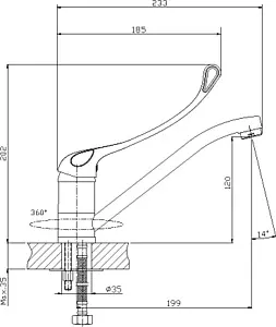 Смеситель для раковины хирургический Rossinka хром Y35-25 Смеситель для раковины хирургический Rossinka хром Y35-25, 2