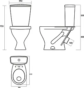 Унитаз-компакт Sanita Эталон Стандарт белый WC.CC/Etalon/1-P/WHT.G/S1 Унитаз-компакт Sanita Эталон Стандарт белый WC.CC/Etalon/1-P/WHT.G/S1, 2