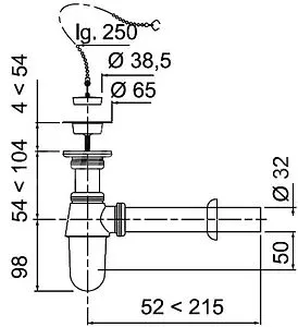 Сифон бутылочный для раковины Wirquin хром SL213 Сифон бутылочный для раковины Wirquin хром SL213, 2