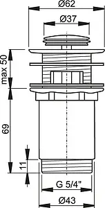 Выпуск автоматический для раковины с переливом AlcaPlast хром A391 Выпуск автоматический для раковины с переливом AlcaPlast хром A391, 2