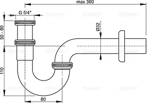 Сифон для биде AlcaPlast хром A45E Сифон для биде AlcaPlast хром A45E, 2