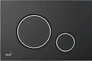 Клавиша смыва для унитаза AlcaPlast Thin M778 кнопки/черный матовый, кольца/хром глянцевый Клавиша смыва для унитаза AlcaPlast Thin M778 кнопки/черный матовый, кольца/хром глянцевый, 1